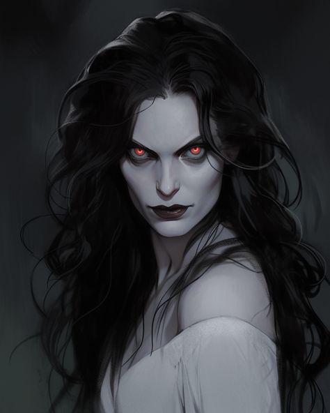 Vampire Art Fantasy Dark, Vampire Art Female Gothic, Dnd Vampire Art, Vampire Female Art, Vampire Lady Art, Dark Vampire Art, Vampire Woman Aesthetic, Vampire Oc Female Art, Fantasy Vampire Art