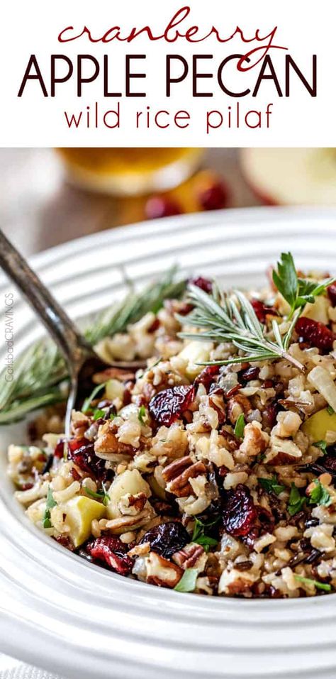 Cranberry Rice, Wild Rice Pilaf, Wild Rice Recipes, Rice Pilaf Recipe, Rice Side Dish Recipes, Pilaf Recipes, Carlsbad Cravings, Rice Side, Cranberry Apple