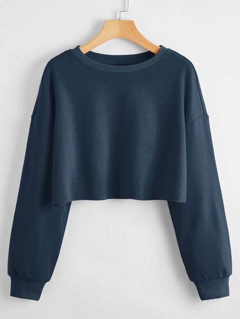 Shein Basics, Crop Pullover, Women Sweatshirts, Crop Top Sweatshirt, Fashionista Clothes, Sweatshirt Fabric, Causual Outfits, Girls Fashion Clothes, Teenage Fashion Outfits