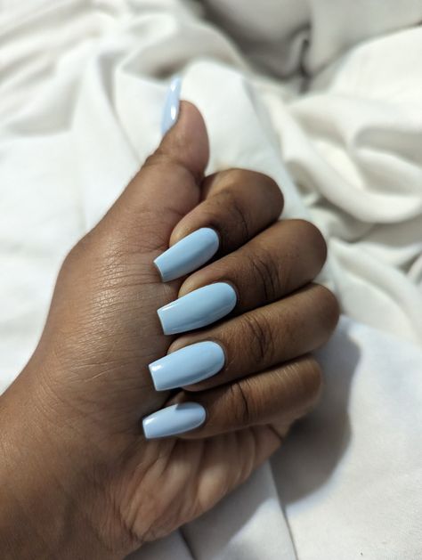 Hand showing blue coffin nails facing forward Shape Nails, Coffin Shape, Coffin Shape Nails, Mid Size, Nails, Blue