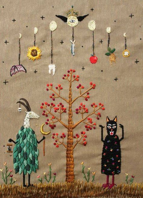 Embroidery Magic, Contemporary Embroidery, Pola Sulam, Brazilian Embroidery, Japanese Embroidery, 자수 디자인, Crewel Embroidery, Stitching Art, Art Textile