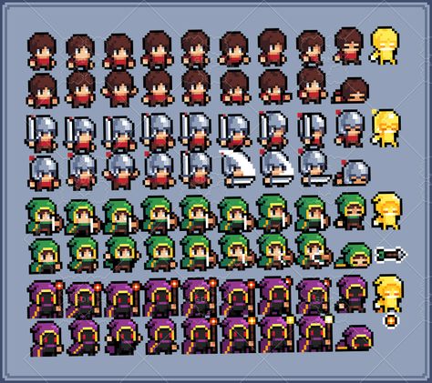 16x16 Character Sprite, Pixel Art Characters 16x16, How To Pixel Art, Pixel Character, Idle Game, Sprite Sheet, Video Game Sprites, Indie Game Art, Piskel Art