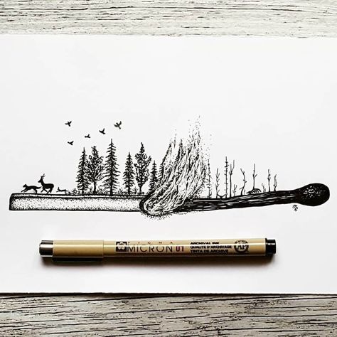 Wildfire Tattoo Ideas, Forest Sketch Simple, Forest Fire Tattoo, Forest Fire Drawing, Therapy Tattoo, Magazine Graphics, Fire Sketch, Gothic Tattoos, Inktober 2023