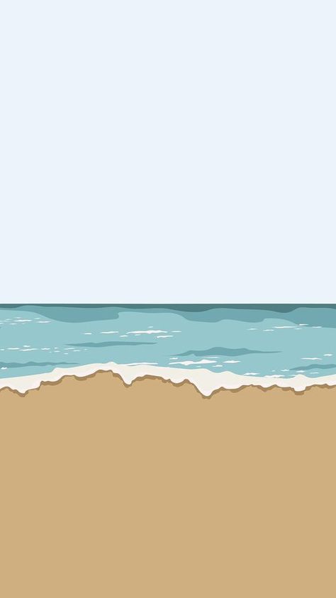 Beach minimal mobile wallpaper, nature illustration | free image by rawpixel.com Cute Beach Backgrounds Aesthetic, Minimalist Beach Drawing, Vector Beach Illustration, Beach Landscape Illustration, Beach Wallpaper Cartoon, Simple Beach Background, Beach Illustration Drawing, Beach Background Drawing, Beach Drawing Aesthetic