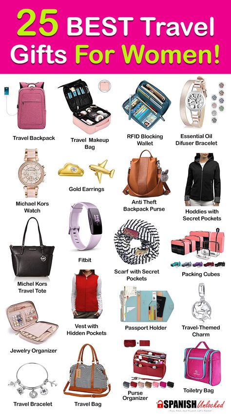 Check out this gift ideas to help you find the perfect travel gifts for your wife, mom, girl friend, traveler friends or for yourself! This list includes Michael kors tote bag, Michael Kors watch, travel accessories, packing cubes, makeup bag, antitheft bag, anti theft backpack, passport wallet, travel themed jewelry, fitbit, and more! #travelgifts #travelgiftsforher #forwomen #giftsfortrevelers #giftguide #giftideas #travelaccessories #traveltips Michael Kors Tote Bag, Best Travel Gifts, Travel Gadgets, Anti Theft Backpack, Voyage Europe, Accessories Packing, Packing Tips For Travel, Travel Items, Themed Jewelry