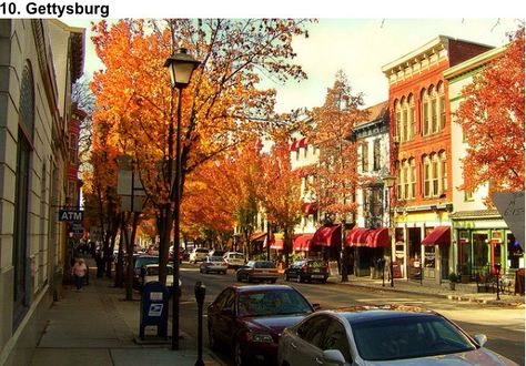 Fall in Gettysburg Fall Destinations, Ohiopyle State Park, Presque Isle State Park, Gettysburg National Military Park, Gettysburg Battlefield, Scenic Train Rides, Cities In Germany, Leaf Peeping, College Town