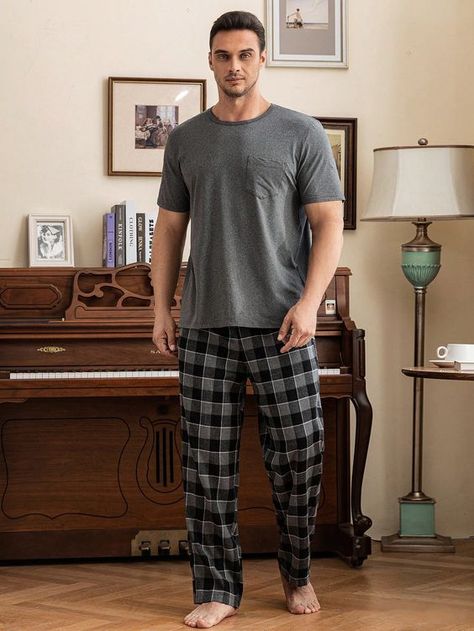 Order quickly reached as described Men’s Pijamas, Men Sleepwear Pajamas, Guy Pajamas Aesthetic, Cozy At Home Outfits, Pajamas Aesthetic, Mens Pjs, At Home Outfits, Men Loungewear, Satin Pj Set