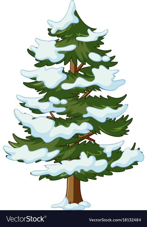 Snow Trees Illustration, Pine Trees With Snow, Snow Tree Illustration, Pine Tree Illustration, Tree With Snow, Snow Vector, Tree Mural, Scrapbook Flowers, Snow Art