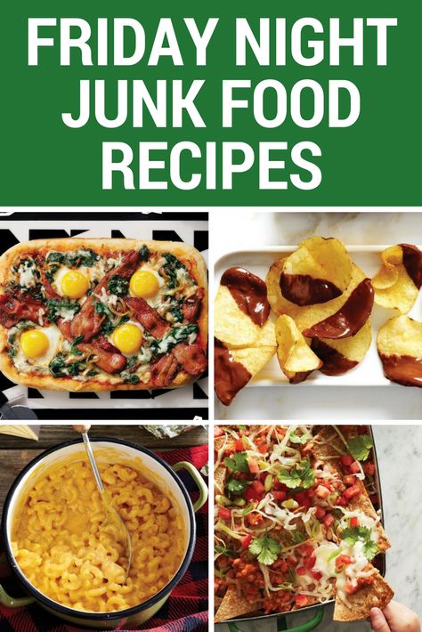 Put on your stretchy pants! 10 indulgent junk food recipes, perfect for a Friday night in. Fun Friday Night Meals, Homemade Junk Food, Fun Weekend Dinner Ideas, Fun Friday Night Dinner Ideas, Movie Night Dinner Ideas, Friday Dinner Ideas, Easy Friday Night Dinner Ideas, Junk Food Recipes, Friday Night Dinner Ideas