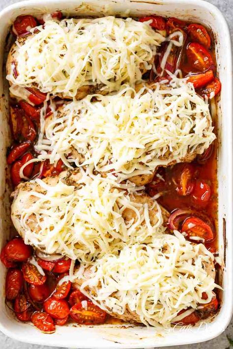 Balsamic Baked Chicken Breast rubbed with garlic and herbs, dripping with a tomato balsamic sauce and melted mozzarella cheese! EASY chicken recipe! | https://cafedelites.com Balsamic Baked Chicken Breast, Baked Chicken Breast Recipes, Balsamic Chicken Breast, Oven Baked Chicken Breast, Chicken Mozzarella, Oven Baked Chicken Breasts, Chicken Breast Recipes Baked, Balsamic Recipe, Easy Chicken Breast