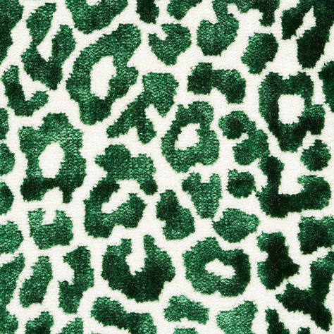 Madeleine Velvet - Emerald Fabric | Schumacher Timothy Corrigan, Silk Velvet Fabric, Leopard Prints, Leopard Fabric, Velvet Collection, Embroidery Fabric, Green Print, Glam Fashion, Performance Fabric