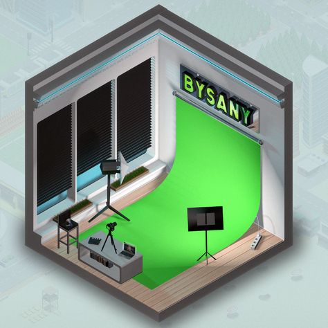 Isometric Rooms, Isometric Room, Ruangan Studio, Home Recording Studio Setup, Photography Studio Design, Small Game Rooms, 달력 디자인, 3d Room, Logo Design Inspiration Creative