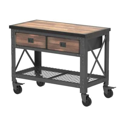 48 in. x 24 in. 2-Drawers Rolling Industrial Workbench and Wood Top Rolling Workbench, Industrial Workbench, Mobile Workbench, Butcher Block Top, Industrial Style Kitchen, Salon Suites, Metal Slide, Home Workshop, Tool Chest