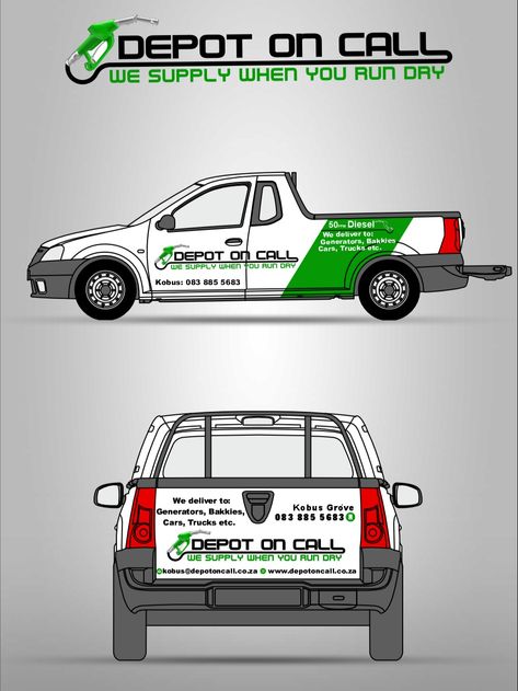 Nissan NP200 with company branding. Vehicle has been wrapped. Side and back view of the vehicle displayed and the logo of the company. Vehicle Branding, Delivery Company, Diesel Cars, Truck Design, Car Brands, Car Wrap, Trucks, Branding