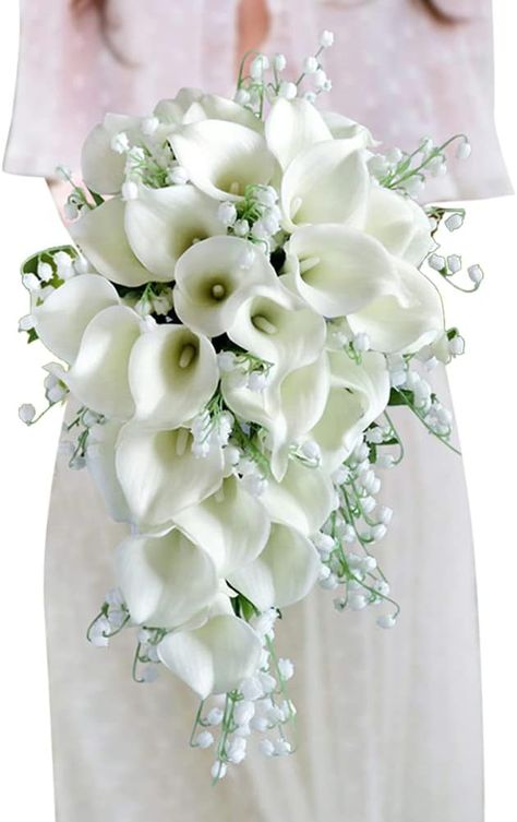 White Calla Lily Bouquet, Orchid Bridal Bouquets, Lily Water, Calla Lily Bridal Bouquet, Brides Flowers Bouquet, Toss Bouquet, White Calla Lily, Amazon Wedding, Calla Lily Bridal