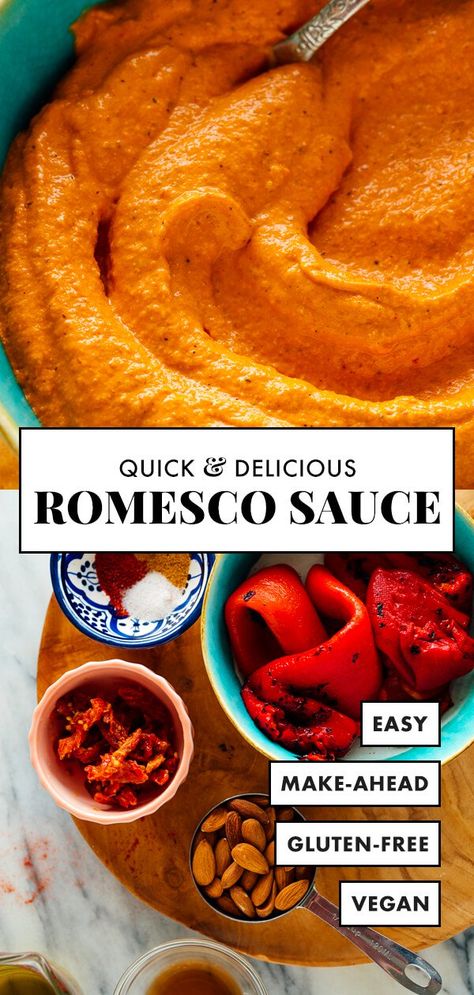 Romesco Sauce Recipe, Romesco Sauce, Roasted Almonds, Yummy Dips, Grilled Vegetables, Spice Mixes, Sauce Recipe, Sauce Recipes, Vegan Gluten Free