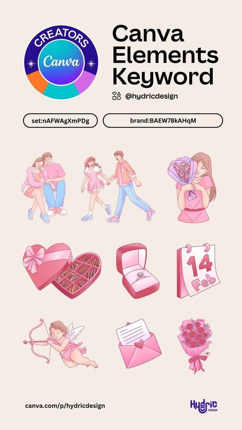 Valentine's Day Illustration | Canva Elements Couples Journal, Romantic Love Couple, Boyfriend Day, Valentine Font, Valentine's Day Illustration, Canva Keywords, Sticker Inspo, Pixel Font, Keyword Elements Canva