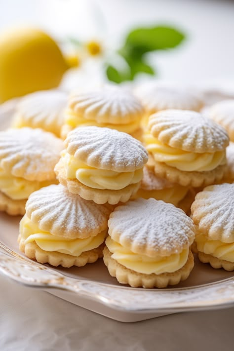 Lemon Cookies with Lemon Cream - That Oven Feelin بيتي فور, Cookies With Lemon, Lemon Dessert Recipes, Buttery Cookies, Special Desserts, Lemon Cookies, C Is For Cookie, Lemon Cream, Lemon Desserts