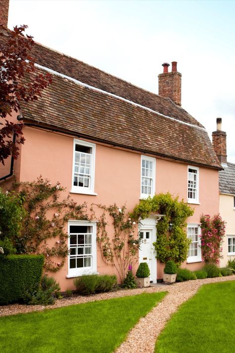 English Exterior House, Sandtex Masonry Paint, Masonry Paint Colours, Exterior Masonry Paint, English Homes, Front Door Canopy, Home Exteriors, Lavender Cottage, Masonry Paint