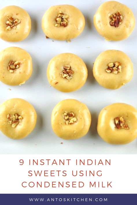 9 DELICIOUS INDIAN SWEETS USING CONDENSED MILK. #antoskitchen #Indian #sweets  #condensed #milk Easy Indian Sweet Recipes, Indian Milk, Crispy Recipes, Indian Cookbook, Fried Fish Recipes, India Food, Indian Sweet, Indian Desserts, Indian Sweets