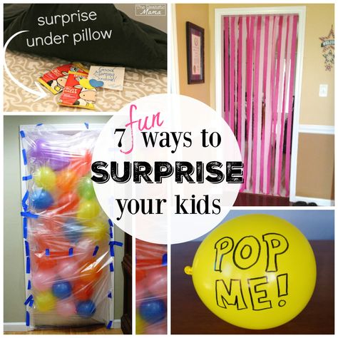 7 Fun Ways to Surprise Your Kids - The Realistic Mama Kids Birthday Morning, Birthday Surprise Kids, Birthday Pranks, 30th Birthday Ideas For Women, Birthday Morning Surprise, Birthday Door, Birthday Morning, Valentines Surprise, Birthday Traditions