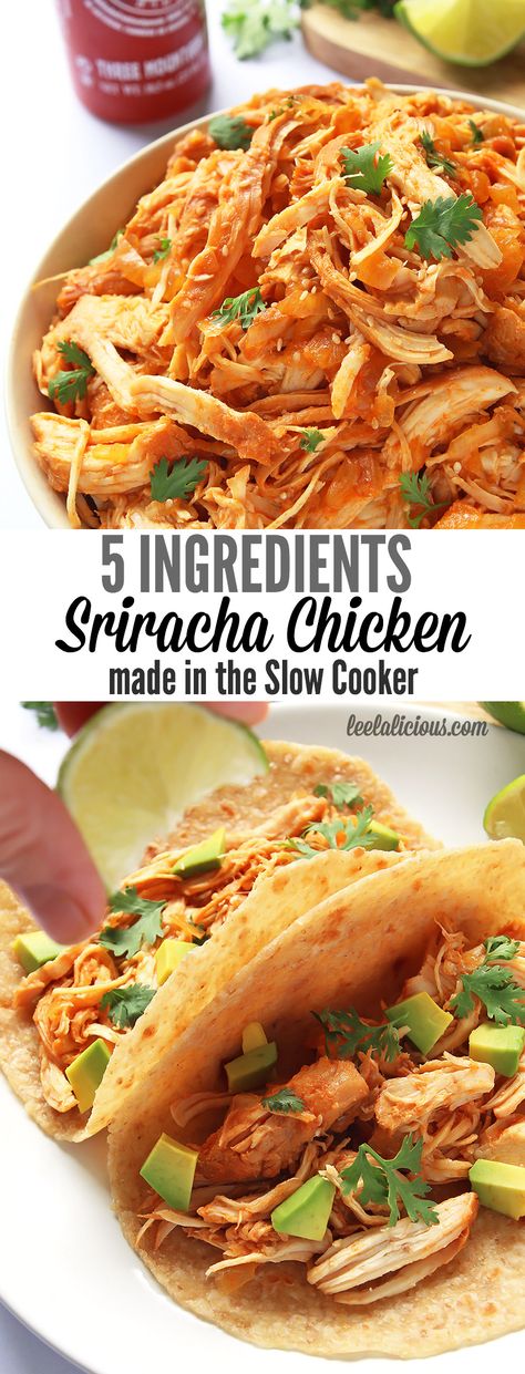 5 Ingredients Slow Cooker Sriracha Chicken Sriracha Recipes, Honey Sriracha Chicken, Pizza Topping, Sriracha Chicken, Diner Recept, Chicken Slow Cooker Recipes, Crock Pot Slow Cooker, Crock Pot Cooking, Chicken Tacos