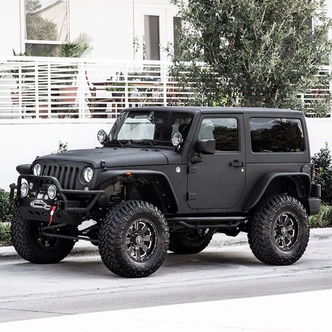 You've been asking for it so we did it, the 2-door #Wrangler. Thanks @4wheelpartsofficial for setting us up with the great @procompusa suspension and all of the @theoriginalsmittybilt gear. #kevlarjeep #theoriginator #nittotires #lifted #hella procompwheels #handcrafted #starwoodmotors Cayman Porsche, Black Jeeps, Two Door Jeep Wrangler, 2 Door Jeep, Black Jeep Wrangler, Porsche Girl, Matte Black Cars, Jeep Photos, Badass Jeep