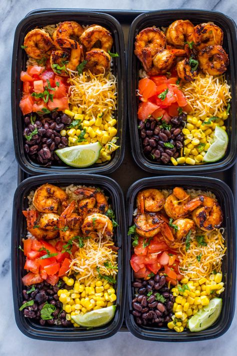 Shrimp Bowls, Spiced Shrimp, Taco Meal, Shrimp Taco, Clean Meal Prep, Black Beans Corn, Pasti Sani, Resep Diet, Makanan Diet