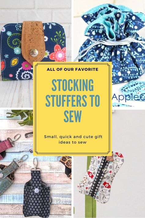 Stocking stuffers to sew, gift ideas on a small scale - Sew Modern Bags Christmas Sewing Ideas Easy, Small Useful Sewing Projects, Sewing Patterns For Christmas Gifts, Free Gift Bag Sewing Pattern, Ornament Sewing Projects, Small Gifts To Sew For Friends, Sewing Stocking Stuffers, Stocking Stuffer Diy, Quick Projects To Sell