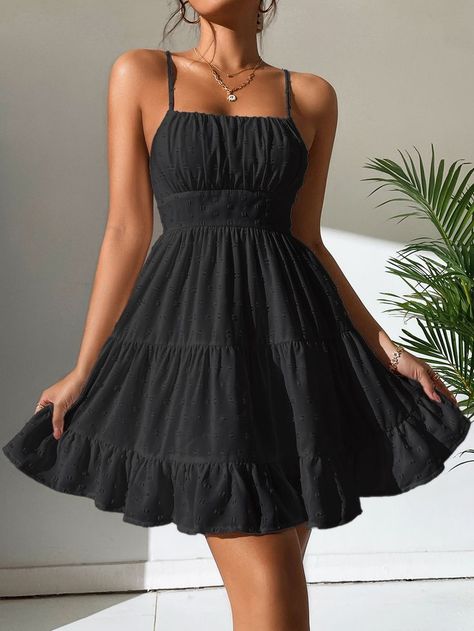 Sundress Black Women, Cute Outfits Dresses, Summer Dresses Black, Black Sundress, Cute Casual Dresses, Populaire Outfits, Really Cute Outfits, Dresses For Teens, Cami Dress