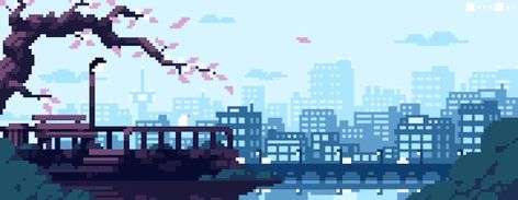 GIFS WP - Imgur Pixel Art Header, City Pixel Art, Art Header, Pixel Kawaii, Pixel City, Pixel Art Landscape, Pixel Art Background, Pixel Animation, Arte 8 Bits