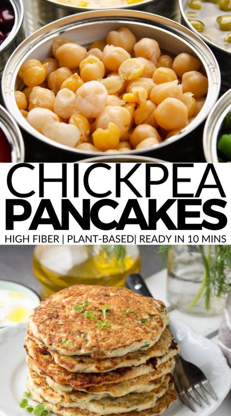 Vegan Chickpea Flour Pancakes Chickpea Flour Pancakes, Chickpea Pancakes, No Flour Pancakes, Plant Based Lunch, Flour Pancakes, Vegan Chickpea, Vegetarian Meal Prep, Vegan Yogurt, Chickpea Flour