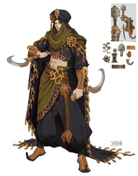 Desert Clothing, Arabic Characters, Desert Outfit, Paintings And Drawings, Concept Art Character, Arte Inspo, Fantasy Armor, Character Design Male, Character Design References