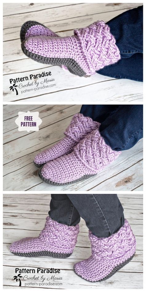 Crochet Celtic Weave Slippers Free Crochet Pattern Crochet Slippers Free, Bohemian Ideas, Crochet Sock, Crochet Slipper Boots, Crocheted Slippers, Easy Crochet Slippers, Crochet Socks Pattern, Crochet Slippers Free Pattern, Celtic Weave