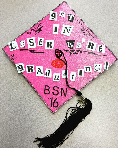 Get in losers we're graduating ! Mean Girls Quotes Burn Book Nursing School Graduation Cap Nursing School Graduation Cap, Mean Girls Quotes, Funny Graduation Caps, Cap Decoration Ideas, Grad Hats, Nurse Graduation Cap, College Grad Cap Ideas, Mean Girl Quotes, High School Graduation Cap