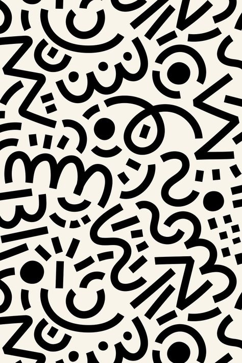 Phone wallpaper Memphis pattern, black | Premium Photo - rawpixel Black White Doodle, Memphis Design Pattern, Font Canva Lettering, White Doodle, 90s Pattern, Monochrome Background, Doodle Background, Kids Inspo, Memphis Pattern