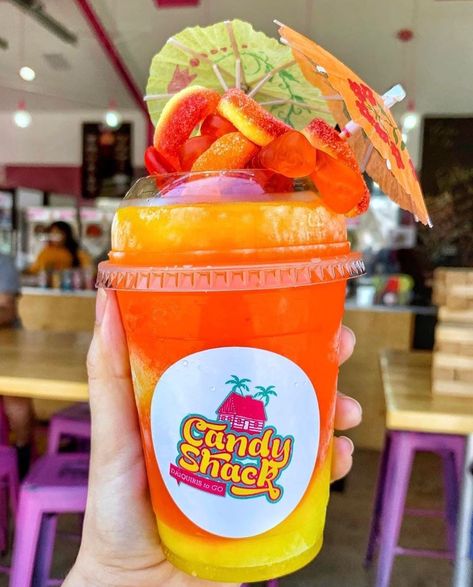 Candy Shack, Daiquiri Shop, Cafe Ice Cream, Candy Drinks, Smoothie Drink Recipes, Fruity Drinks, Every Tuesday, Candy Desserts, Daiquiri