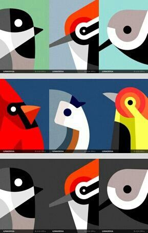 Charley Harper Art, Draw Birds, Bird Collage, Charlie Harper, Mayan Symbols, Charley Harper, Artwork Ideas, Pola Sulam, Bird Illustration