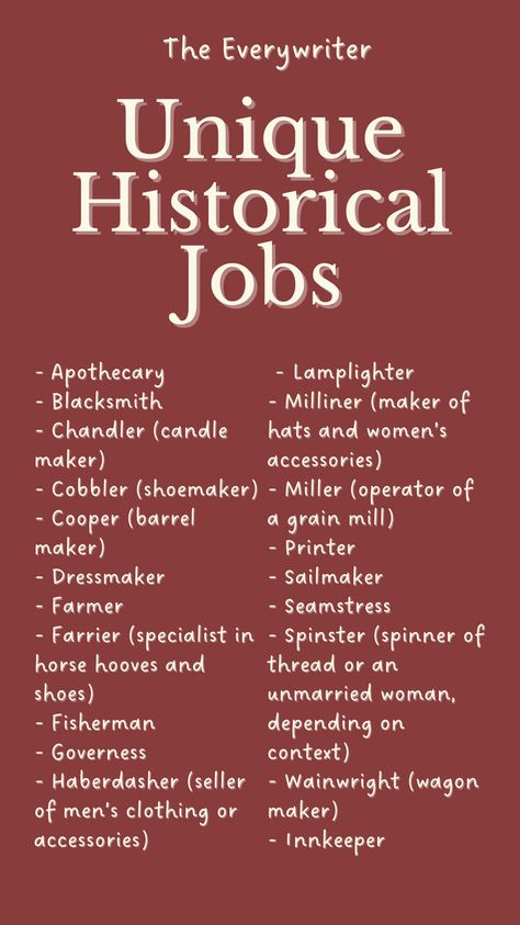 Discover unique historical jobs perfect for your next Character Profile Template or Character Sheet Writing session! These roles can inspire compelling backstories and deepen your characters' world-building. Whether you’re Creating A Character for a novel or exploring new ideas, these Writing Inspiration Tips will spark creativity. Perfect for crafting authentic Writing Dialogue Prompts and adding depth to your story. Grab these Creative Writing Tips to elevate your storytelling! Contemporary Story Prompts, Job For Characters, Writing Bully Characters, Types Of Stories To Write, Story Bible Creative Writing, Third Person Writing Tips, Character Worksheet For Writers, Tips Writing A Book, Dialogue Tips Writing