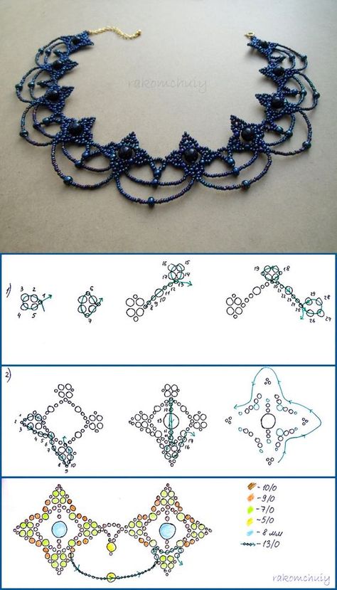 Beaded Jewelry Patterns Tutorials Free, Beaded Lace Necklace, Beaded Collar Necklace Patterns, Seed Bead Patterns Free Bracelets, Bead Necklace Patterns, Seed Bead Patterns Free, Diy Necklace Patterns, Beaded Necklace Patterns, Beadwork Necklace