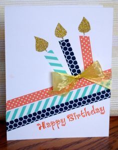 Kartu Ulang Tahun Diy, Kerajinan Diy, Paper Crafts Magazine, Creative Birthday Cards, Washi Tape Cards, Birthday Card Craft, Bday Cards, Cards Birthday, Cards Ideas