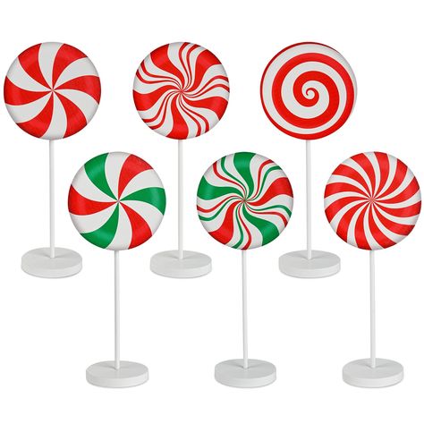 PRICES MAY VARY. Christmas Decorations: You will receive 6 pieces of farmhouse tiered tray decor in a unified sweet candy theme. The decorative items include lollipop ornaments in the red green color, standing bases, and red ribbon . These decorations are perfect for enhancing the winter holiday atmosphere by adding them to your home tables or tired trays. Versatile and durable：Our winter Xmas candy standing toppers are versatile and durable, made of natural and sturdy wood material that is serv Large Candy Cane Decorations, Peppermint Christmas Decorations, Christmas Party Centerpieces, Kitchen Tiered Tray, Christmas Table Decorations Centerpiece, Lollipop Decorations, Green Candy Canes, Christmas Party Table, Candy Cane Decorations