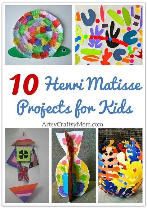 The artist Henri Matisse worked on paintings, sculptures and collages. These 10 Matisse projects for kids will inspire them to create their own masterpieces! Matisse Kunst, Britto Art, Art And Craft Projects, Frida Art, Artist Project, Art Projects For Kids, Ecole Art, Art Curriculum, Elementary Art Projects