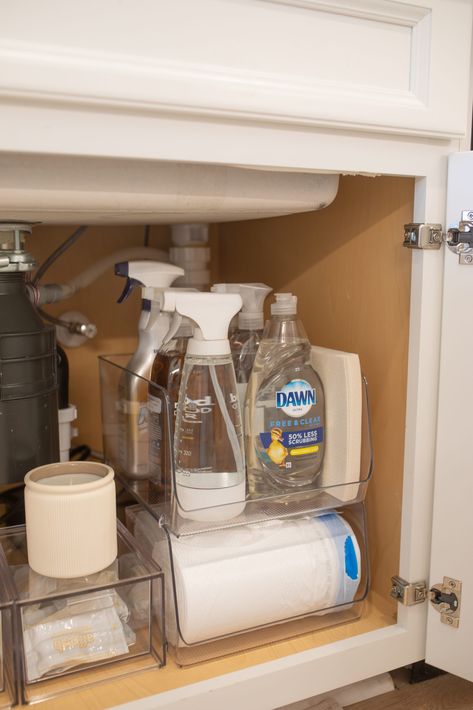 How to Organize Under the Kitchen Sink - Teresa Caruso Organize Kitchen Sink, Sink Organization Kitchen, Under The Sink Organization, Under Kitchen Sink, Base Housing, Under Kitchen Sink Organization, Kitchen 2024, Kitchen Sink Organization, Kitchen Sink Storage