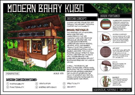 📐ARTROD (Tropical Design) Architectural Plate ✨Proposed Modern Bahay Kubo✨ // Go to this link for other sheets https://pin.it/MARR4wm (づ ◕‿◕ )づ Design Considerations Architecture, Tropical Architecture Design, Bahay Kubo Design, Modern Bahay Kubo, Architecture Logo Design, Concept Board Architecture, Philippine Architecture, Filipino Architecture, Philippines House Design