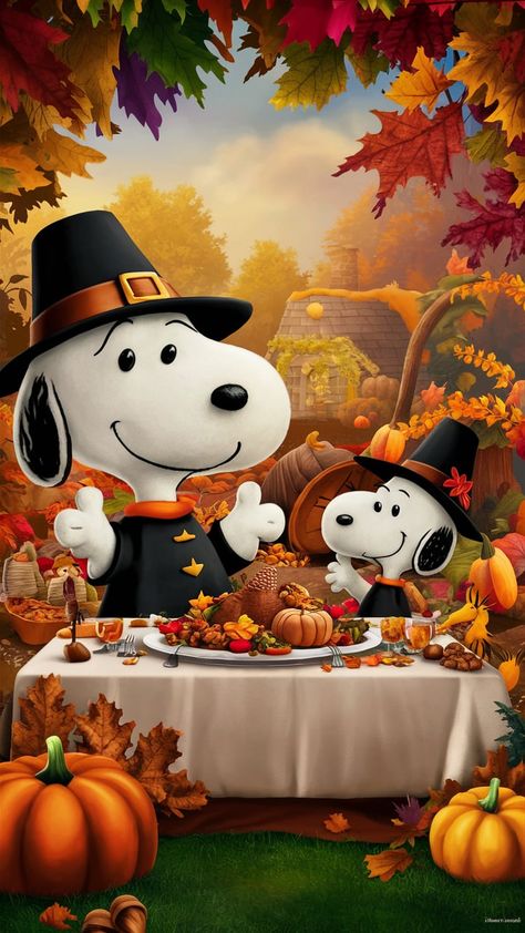 Snoopy In The Fall, Snoopy Fall Autumn Wallpaper, Thanksgiving Iphone Wallpaper, Happy Thanksgiving Wallpaper, Peanuts Thanksgiving, Autumn Backdrop, Heartwarming Illustration, Disney Thanksgiving, Happy Thanksgiving Images