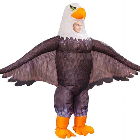 PRICES MAY VARY. This fun, inflatable eagle costume for grown-ups is perfect for all kinds of occasions - from costume parties and comic cons to Halloween, Independence Day, Christmas, and even roleplaying. The blow up eagle costume is super easy to get in and out of, so you can easily become the life of the party, convention, or any other event you wear it to. The inflatable eagle costume is appropriately sized to suit the majority of adult wearers, with a recommended height range spanning 155- Bald Eagle Costume, Blow Up Halloween Costumes, Eagle Costume, Patriotic Costumes, Anime Cosplay Ideas, Eagle Mascot, Inflatable Costumes, Sailor Moon Cosplay, Unique Costumes