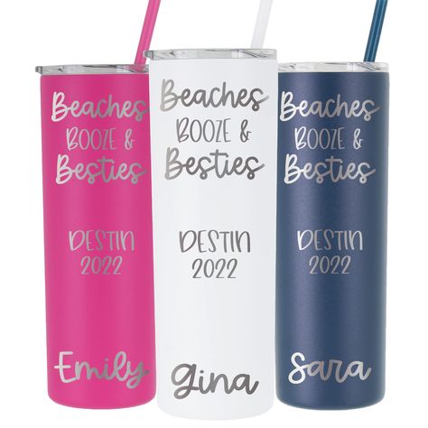 PRICES MAY VARY. Personalized - Each tumbler has your chosen text and applicable design of your choice. Permanent Design - Using laser engraving technology, it strips away the top layer of paint to reveal the underlying stainless steel. Insulated - These stainless steel tumblers are vacuum insulated and keep your drinks hot or cold for hours. Tumbler Care - Highly recommended for hand wash only to preserve design details. However, it can be top rack dishwasher safe on low heat. Each tumbler is p Beach Tumbler Cups, Beach Cups, Vacation Tumbler, Bachelorette Cruise, Potluck Ideas, Cruise 2023, Beach Bachelorette, Laser Engraving Machine, Family Cruise