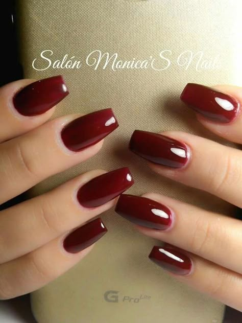 Guinda Wine Nails Coffin, Nails Color Vino, Wine Nails, Color Vino, Red Acrylic Nails, Formal Nails, Nails Today, Nails Now, Summery Nails