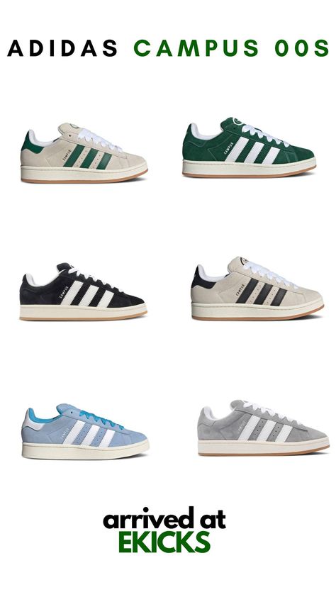 Blue Adidas Campus, Red Adidas Campus, Campus 00s Blue, Black Adidas Campus, Green Adidas Campus, Adidas Campus 00s Green, Adidas Campus 00s Black, 80s Silhouette, Adidas Campus Shoes